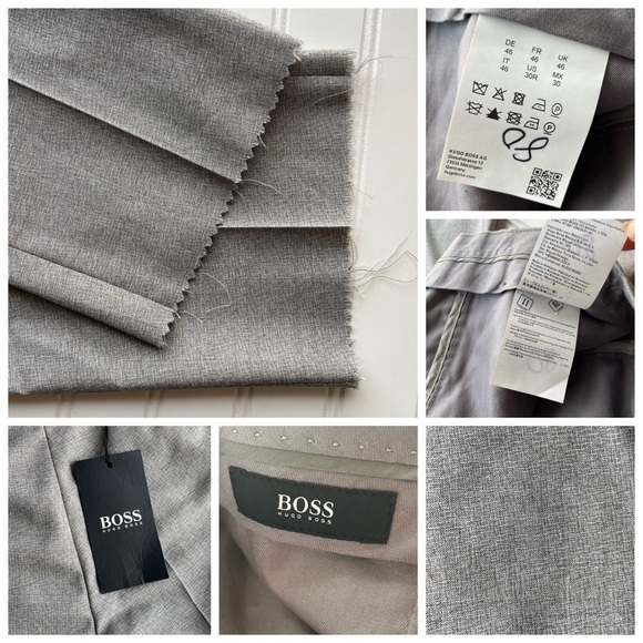 HUGO BOSS Virgin Wool Pant Trouser Taupe Gray Brown Size 30W 33L NWT Unhemmed - Picture 4 of 10